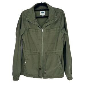 Old Navy Womens Cinched Waist Utility Jacket Coat Size M Green Chore Barn